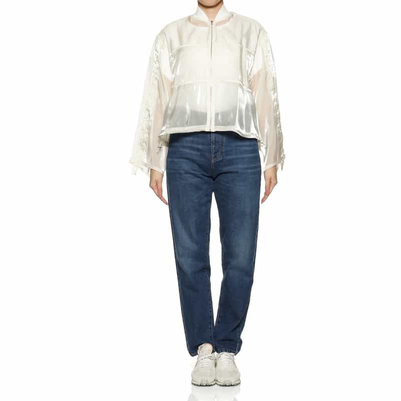 BARNEYS NEW YORK シアー素材ショートブルゾン WHITE