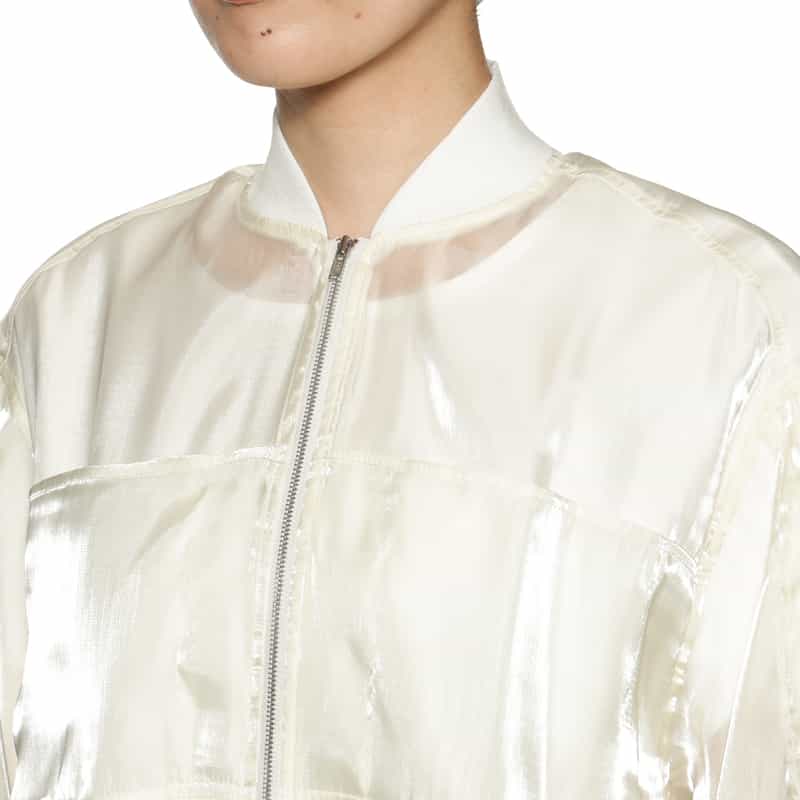 BARNEYS NEW YORK シアー素材ショートブルゾン WHITE