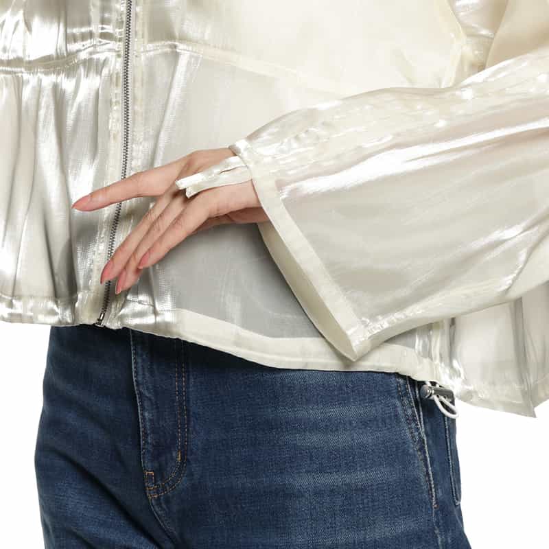 BARNEYS NEW YORK シアー素材ショートブルゾン WHITE