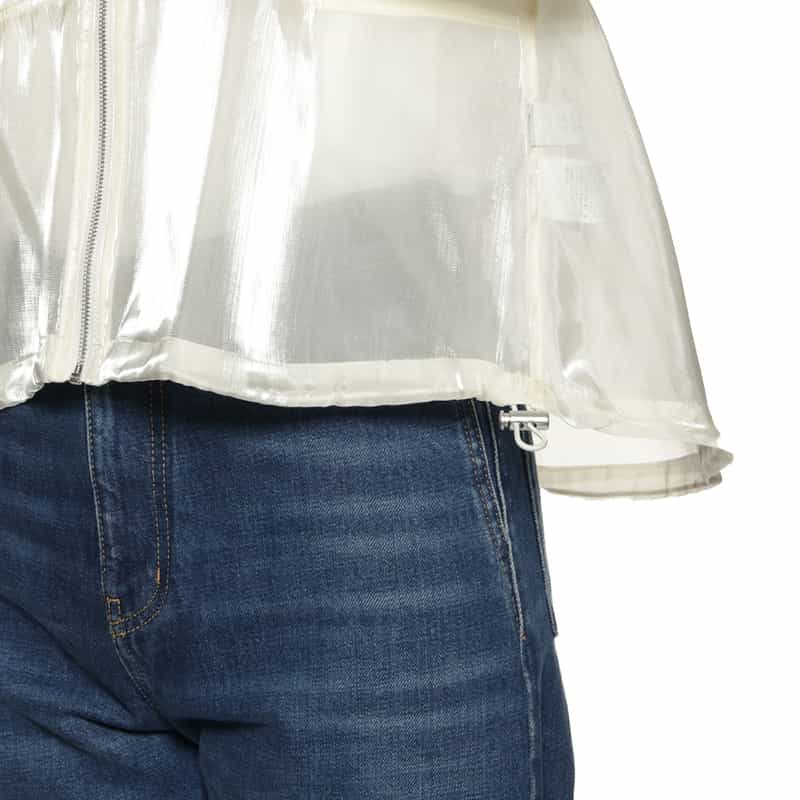 BARNEYS NEW YORK シアー素材ショートブルゾン WHITE