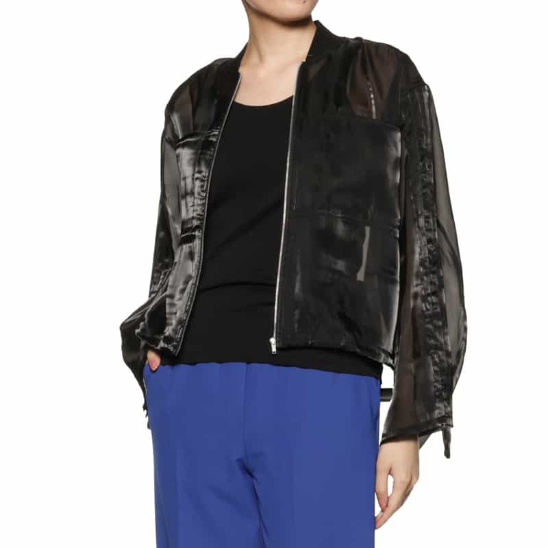 BARNEYS NEW YORK シアー素材ショートブルゾン BLACK