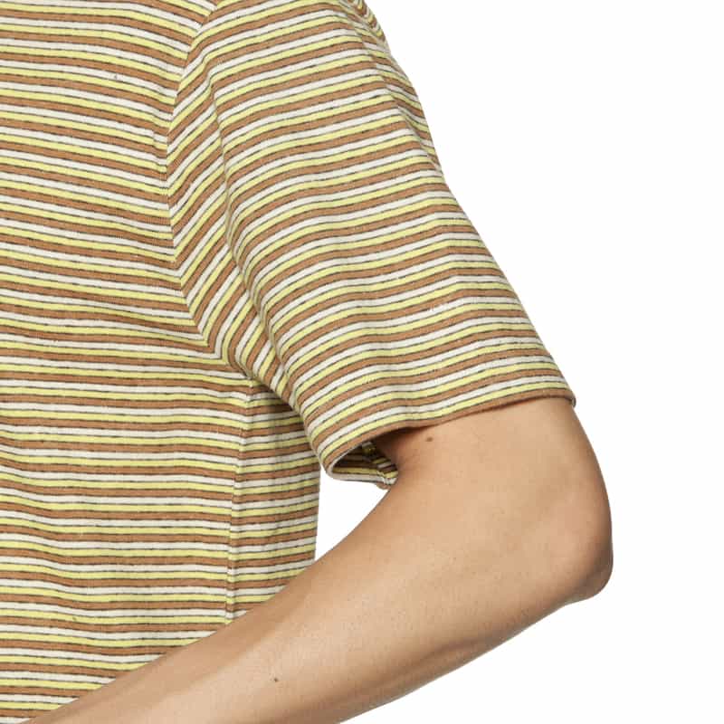 BARNEYS NEW YORK マルチボーダー柄Tシャツ YELLOW