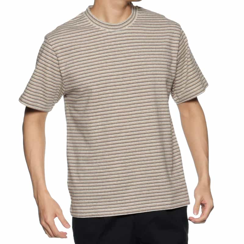 BARNEYS NEW YORK マルチボーダー柄Tシャツ BEIGE