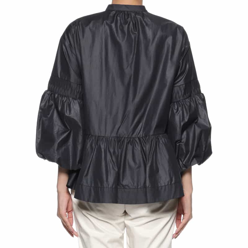 BARNEYS NEW YORK ウォッシャブル ギャザーブラウス NAVY