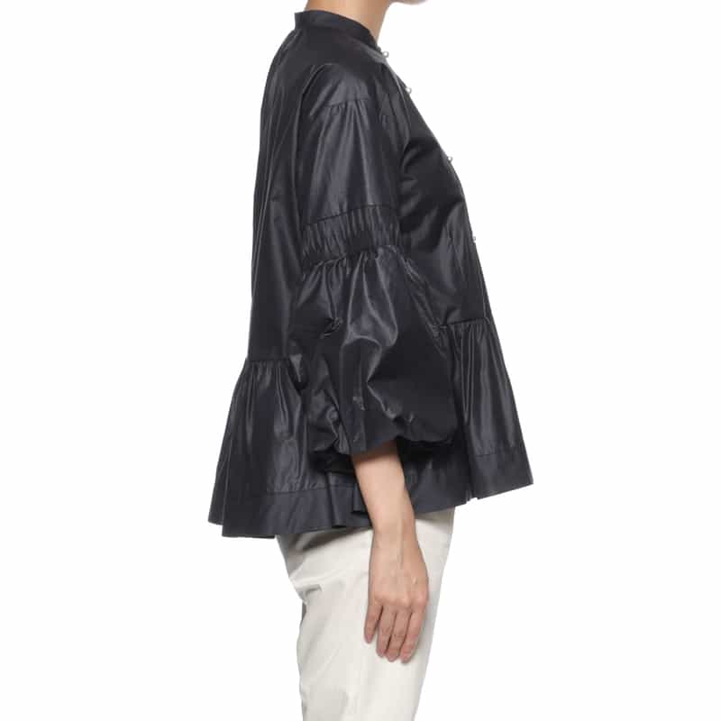 BARNEYS NEW YORK ウォッシャブル ギャザーブラウス NAVY