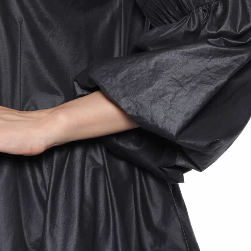 BARNEYS NEW YORK ウォッシャブル ギャザーブラウス NAVY