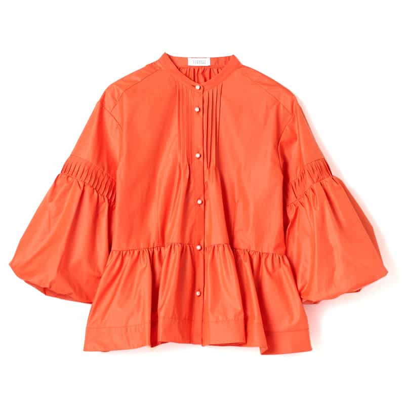 BARNEYS NEW YORK ウォッシャブル ギャザーブラウス ORANGE