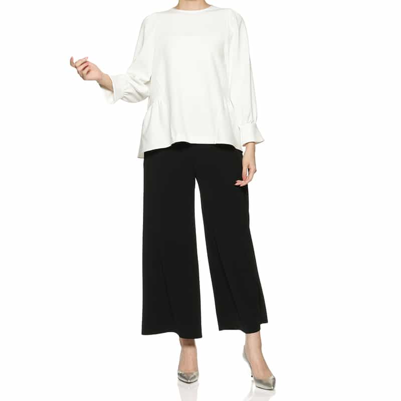 BARNEYS NEW YORK ウォッシャブル バックティアードブラウス OFF WHITE