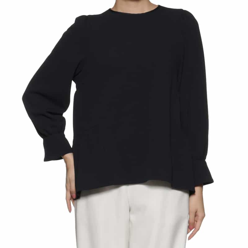 BARNEYS NEW YORK ウォッシャブル バックティアードブラウス DARK NAVY