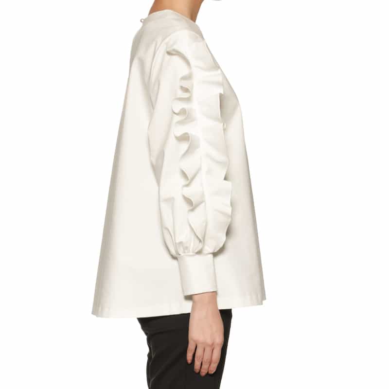 BARNEYS NEW YORK ウォッシャブル フリルスリーブ カットソー WHITE
