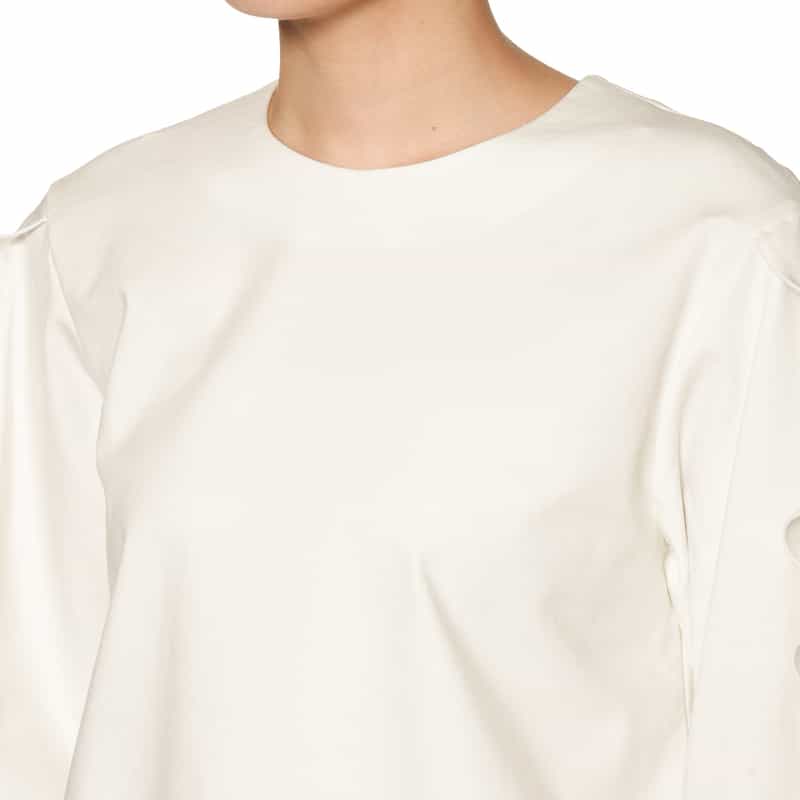 BARNEYS NEW YORK ウォッシャブル フリルスリーブ カットソー WHITE