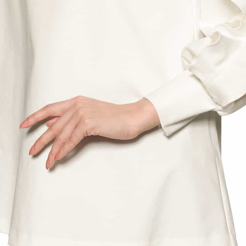 BARNEYS NEW YORK ウォッシャブル フリルスリーブ カットソー WHITE