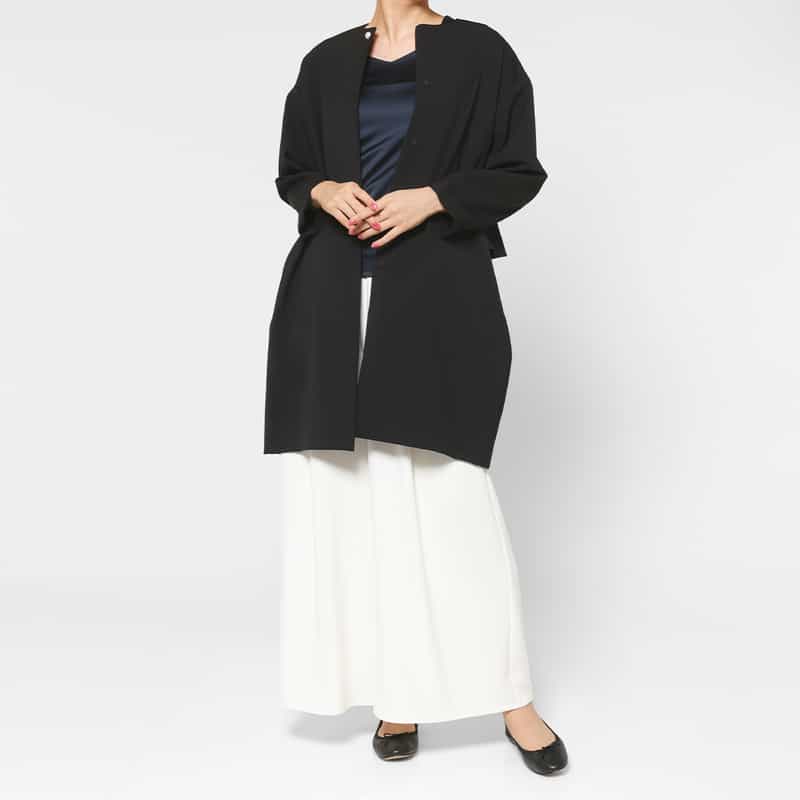 BARNEYS NEW YORK バックフリル コクーンコート BLACK