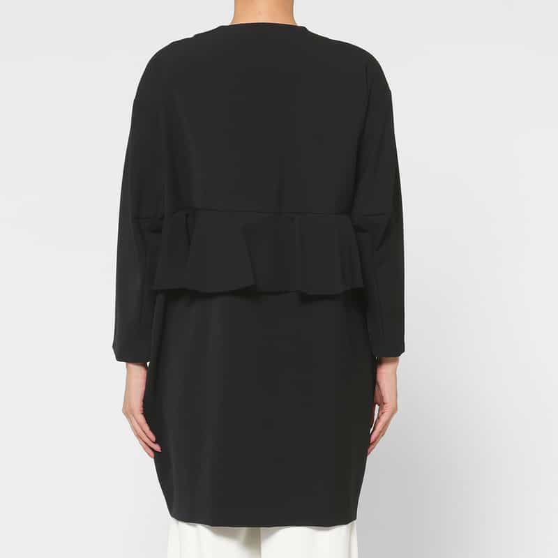 BARNEYS NEW YORK バックフリル コクーンコート BLACK