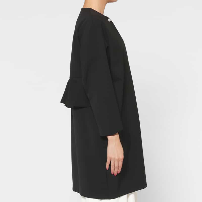 BARNEYS NEW YORK バックフリル コクーンコート BLACK