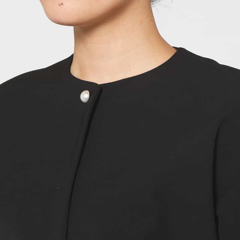 BARNEYS NEW YORK バックフリル コクーンコート BLACK