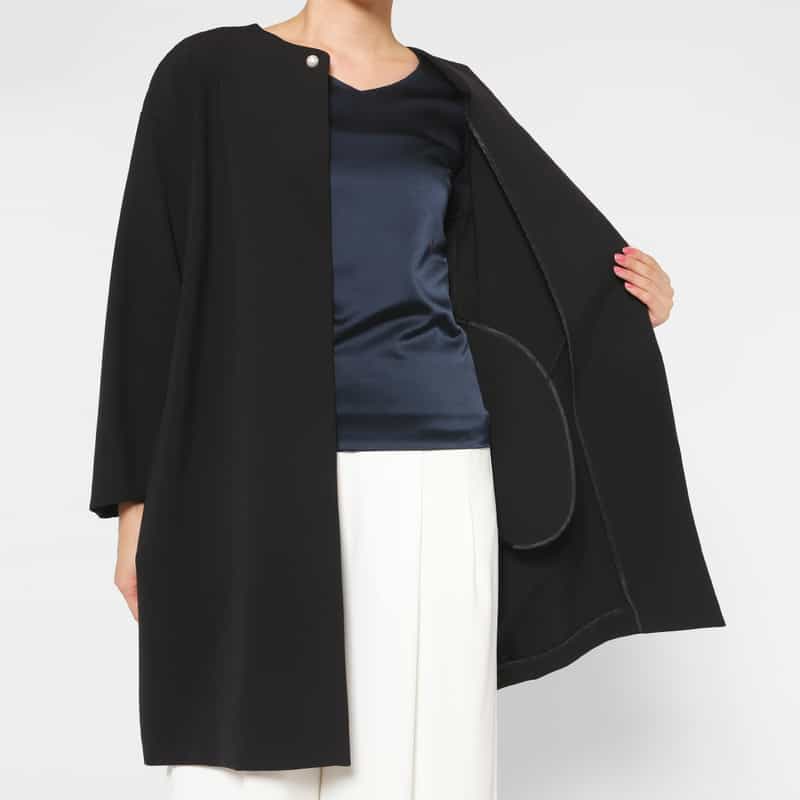 BARNEYS NEW YORK バックフリル コクーンコート BLACK