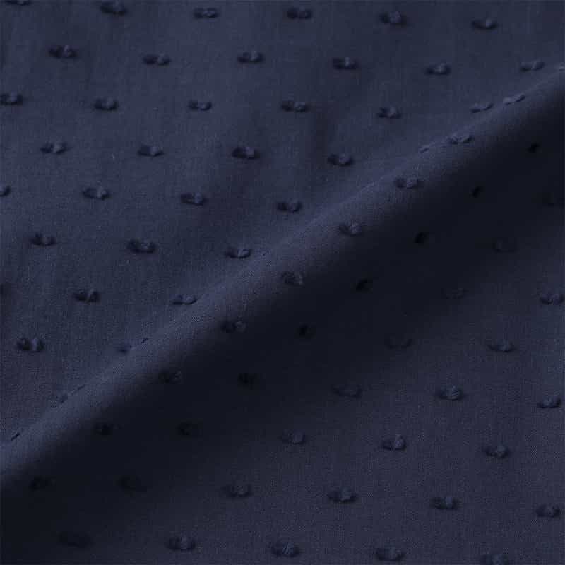 BARNEYS NEW YORK ウォッシャブル パールボタン付きドットジャカード素材ペプラムブラウス NAVY