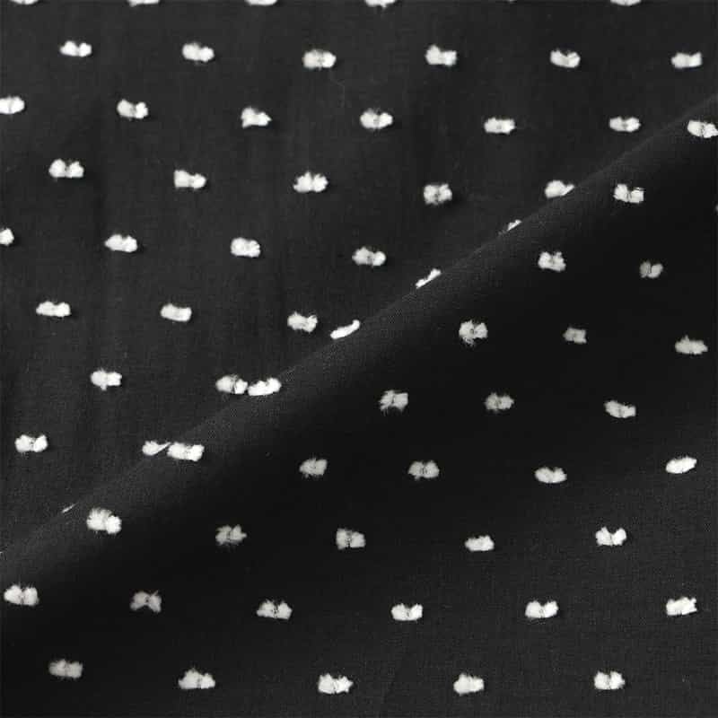 BARNEYS NEW YORK ウォッシャブル パールボタン付きドットジャカード素材ペプラムブラウス BLACK