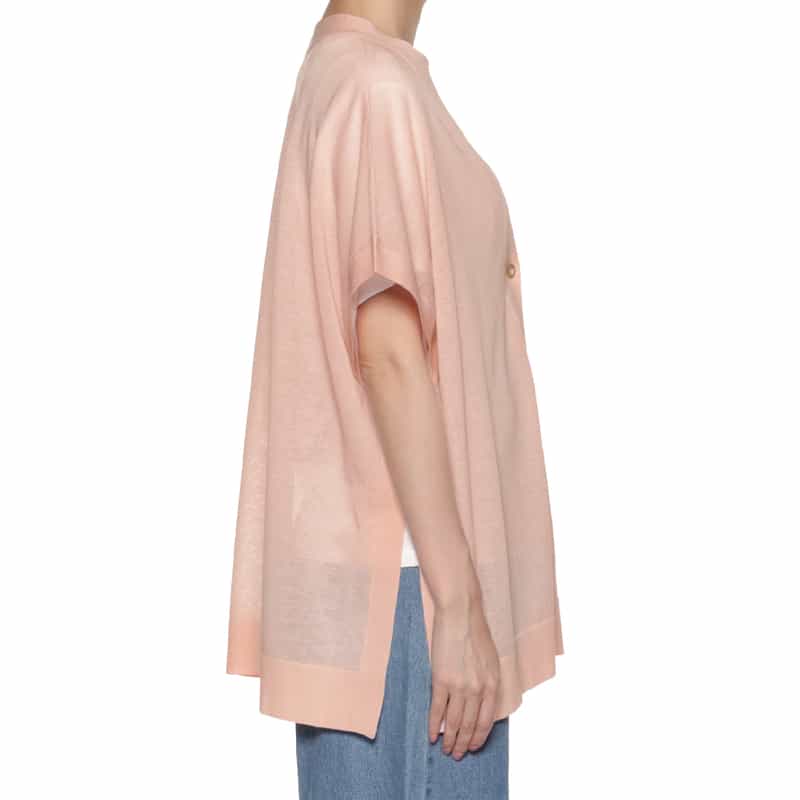 BARNEYS NEW YORK Vネック ハーフスリーブ オーバーサイズニットカーディガン LIGHT PINK
