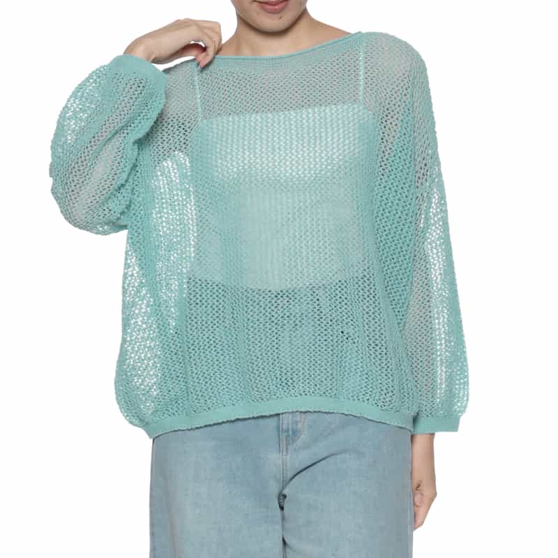 BARNEYS NEW YORK メッシュニットプルオーバー LIGHT GREEN