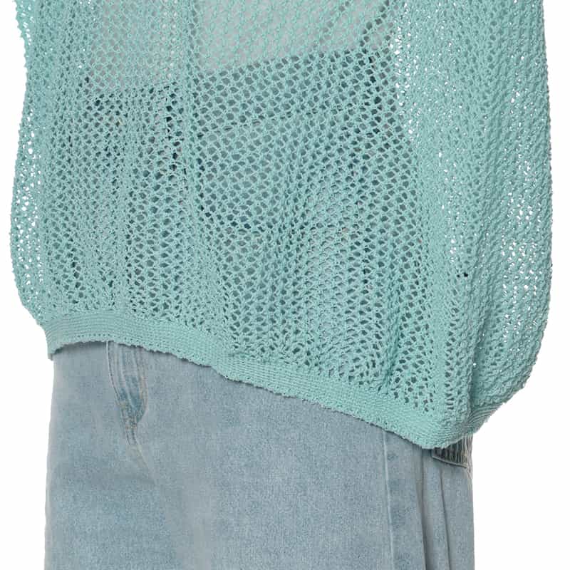 BARNEYS NEW YORK メッシュニットプルオーバー LIGHT GREEN