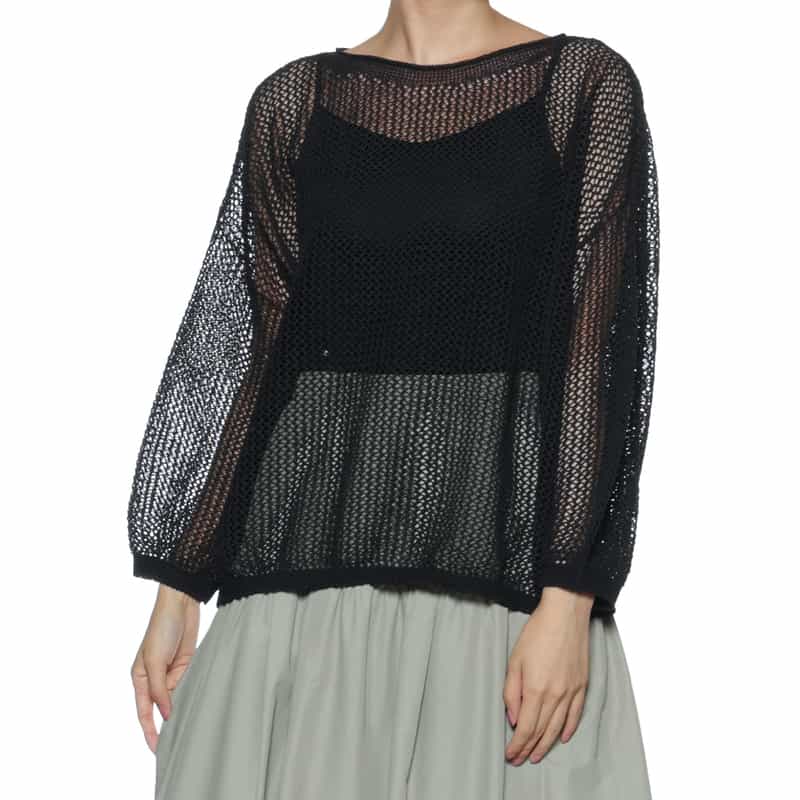 BARNEYS NEW YORK メッシュニットプルオーバー BLACK