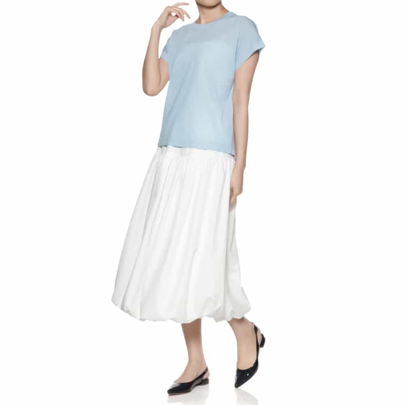 BARNEYS NEW YORK ハーフスリーブ シアーニットプルオーバー LIGHT BLUE