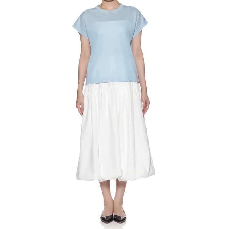 BARNEYS NEW YORK ハーフスリーブ シアーニットプルオーバー LIGHT BLUE