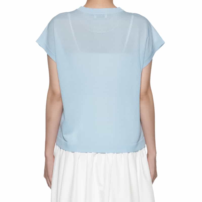 BARNEYS NEW YORK ハーフスリーブ シアーニットプルオーバー LIGHT BLUE