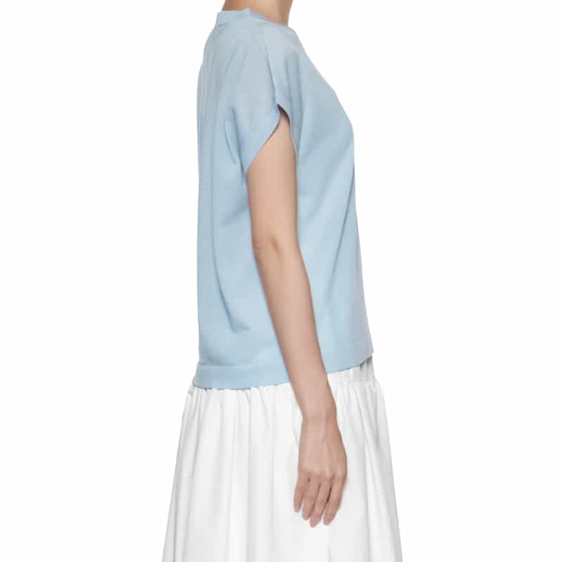 BARNEYS NEW YORK ハーフスリーブ シアーニットプルオーバー LIGHT BLUE