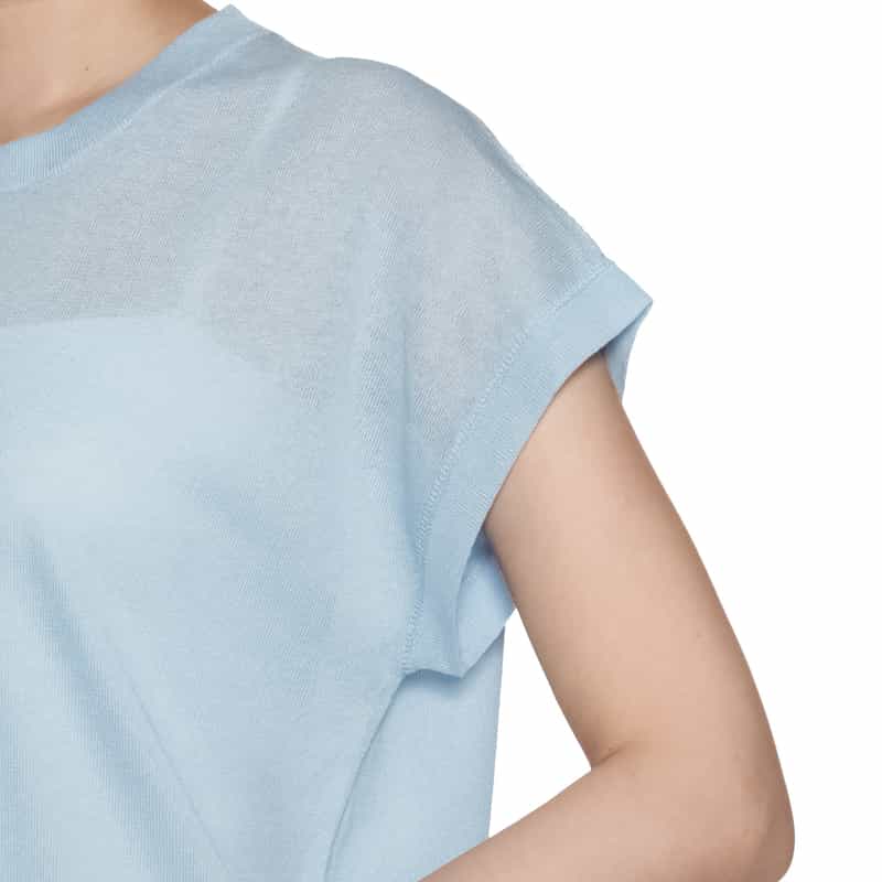 BARNEYS NEW YORK ハーフスリーブ シアーニットプルオーバー LIGHT BLUE