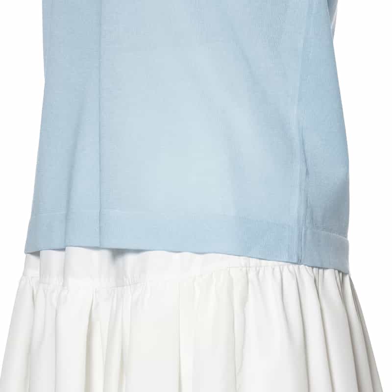 BARNEYS NEW YORK ハーフスリーブ シアーニットプルオーバー LIGHT BLUE