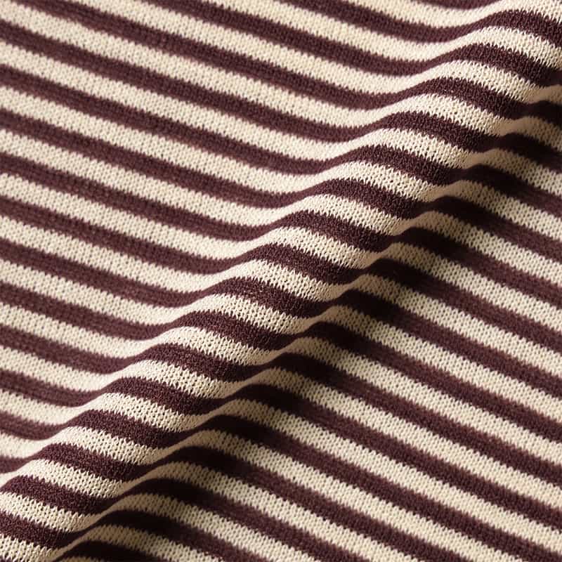 BARNEYS NEW YORK ハーフスリーブ ボーダー柄ニットプルオーバー WINE