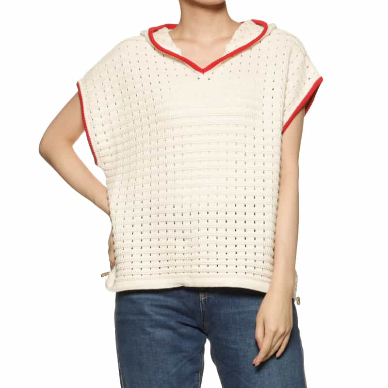 BARNEYS NEW YORK フード付きニットプルオーバー IVORY