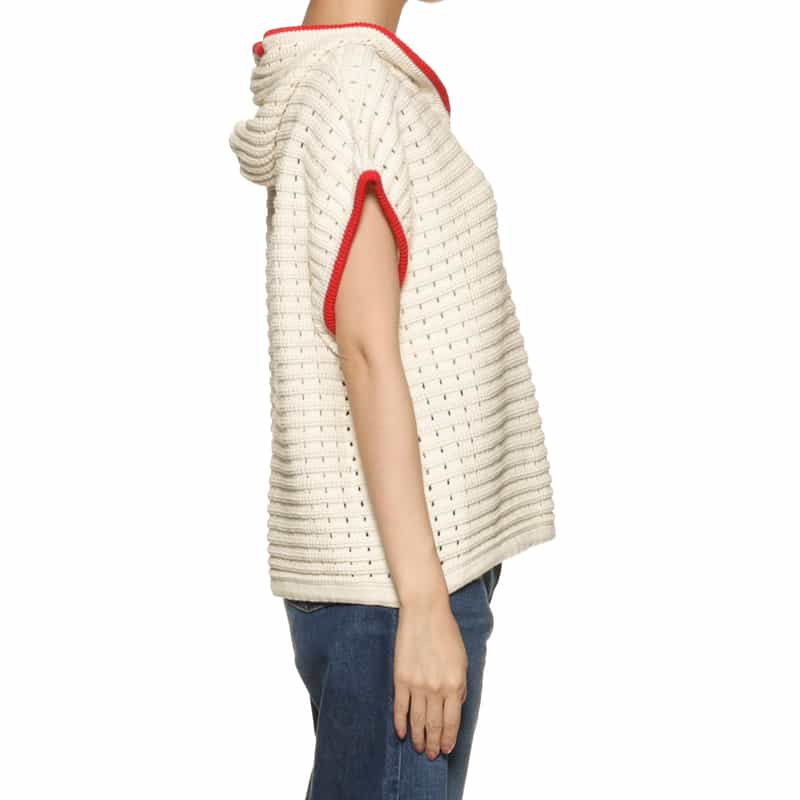 BARNEYS NEW YORK フード付きニットプルオーバー IVORY