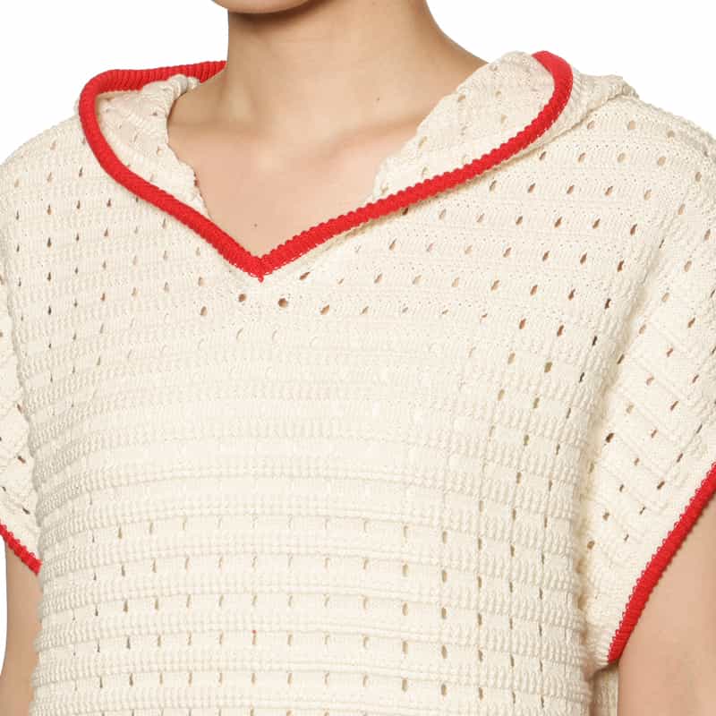 BARNEYS NEW YORK フード付きニットプルオーバー IVORY