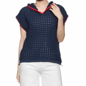 フード付きニットプルオーバー