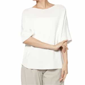 コットン素材 ハーフスリーブ ボートネックニットプルオーバー