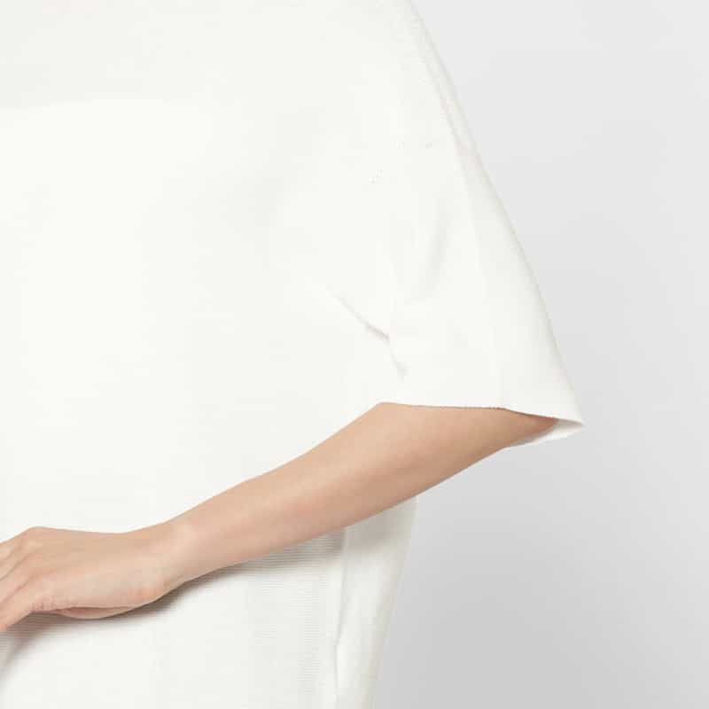 BARNEYS NEW YORK コットン素材 ハーフスリーブ ボートネックニットプルオーバー WHITE