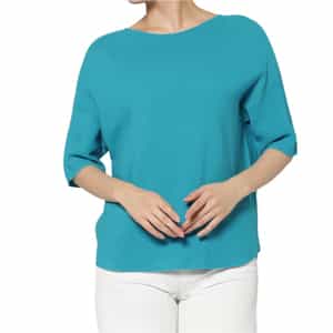 コットン素材 ハーフスリーブ ボートネックニットプルオーバー