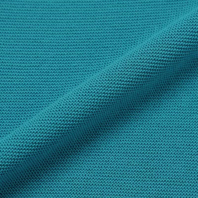 BARNEYS NEW YORK コットン素材 ハーフスリーブ ボートネックニットプルオーバー TURQUOISE