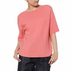 コットン素材 ハーフスリーブ ボートネックニットプルオーバー