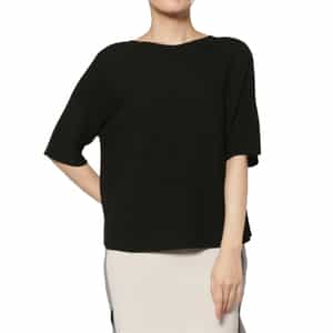 コットン素材 ハーフスリーブ ボートネックニットプルオーバー