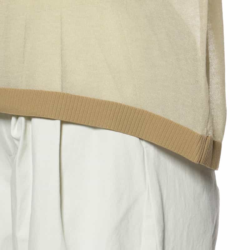 BARNEYS NEW YORK シアー素材ポケット付ニットプルオーバー BEIGE