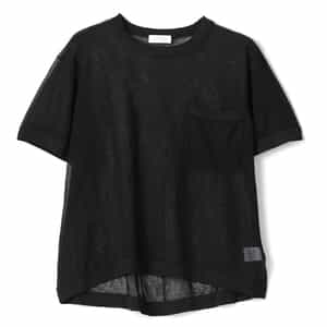 シアー素材ポケット付ニットプルオーバー