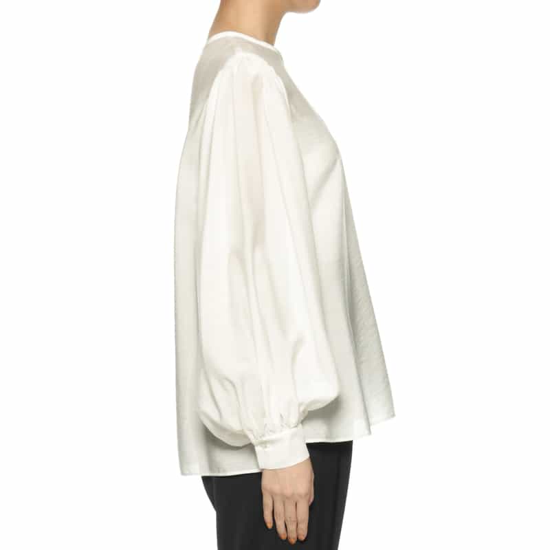 BARNEYS NEW YORK ウォッシャブル ボリュームスリーブブラウス WHITE