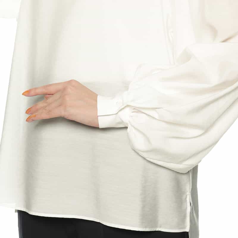 BARNEYS NEW YORK ウォッシャブル ボリュームスリーブブラウス WHITE