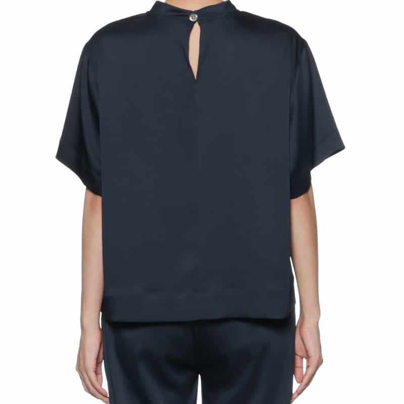 BARNEYS NEW YORK セットアップ ウォッシャブル ハイネックブラウス NAVY