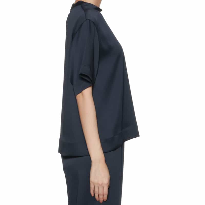 BARNEYS NEW YORK セットアップ ウォッシャブル ハイネックブラウス NAVY